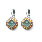 Mariana Earrings Sassy Octagon Shaped in Sun & Lt Sapphire Austrian Crystals Serengetti Africa Coll.