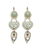 Mariana Earrings Dangling Turq Mineral & Greens Austrian Crystals Athena Caribbean Life Coll. - Image 2