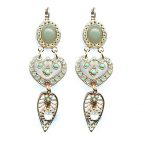 Mariana Earrings Dangling Turq Mineral & Greens Austrian Crystals Athena Caribbean Life Coll.