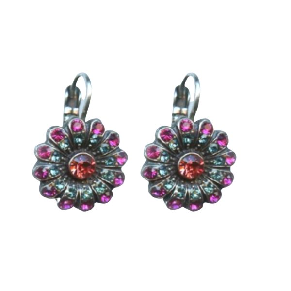Mariana Earrings Lovely Peach, Lt Sapphire & Indian Pink Austrian Crystals Sorbet Sweet Summer Coll.