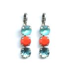 Mariana Earrings Triple Tier in Lt Sapphire, Orange Opal & Blue Czech Austrian Crystals Serengetti Africa Coll. - Image 3
