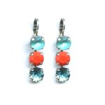 Mariana Earrings Triple Tier in Lt Sapphire, Orange Opal & Blue Czech Austrian Crystals Serengetti Africa Coll. - Image 2