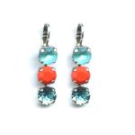 Mariana Earrings Triple Tier in Lt Sapphire, Orange Opal & Blue Czech Austrian Crystals Serengetti Africa Coll.