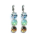Mariana Earrings Triple Tier Multicolor Austrian Crystals Forget Me Not East Meets West Coll.