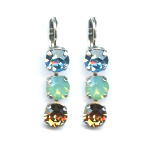 Mariana Earrings Triple Tier Multicolor Austrian Crystals Forget Me Not East Meets West Coll.