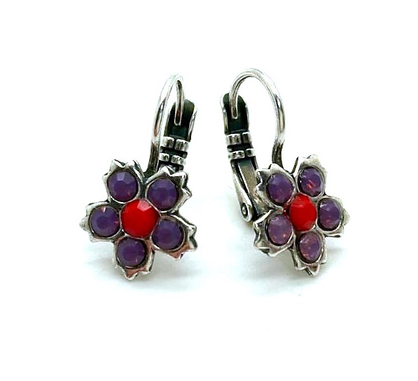 Earrings By Mariana Woman Timeless Opal and Red Swarovski Crystals