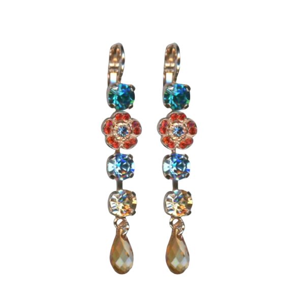 Mariana Earrings Multi Tier Floral in Multicolor Austrian Crystals Tinsel Winter Wonderland Coll.