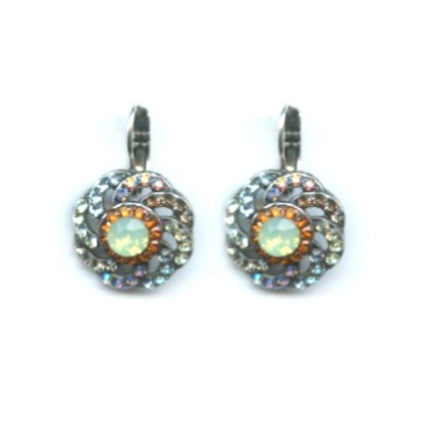 Mariana Earrings Floral in AB, Chrysolite Opal & Chocolate Brown Austrian Crystals East Meets West Coll.