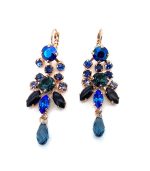Mariana Earrings Electra Odyssey Coll. Dangling Chandelier Blues Austrian Crystals - Image 3