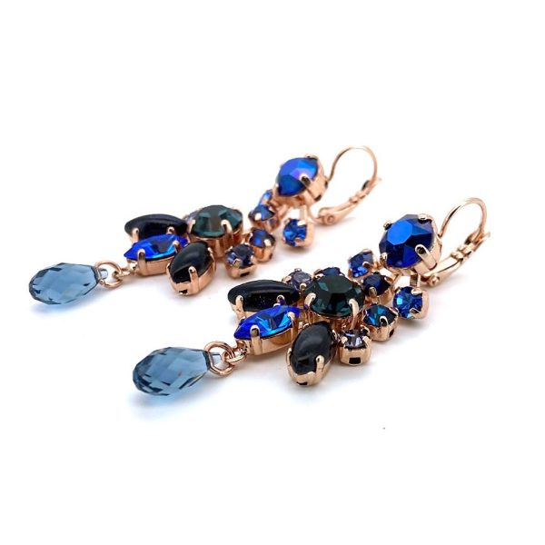 Mariana Earrings Electra Odyssey Coll. Dangling Chandelier Blues Austrian Crystals
