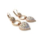 Mariana Earrings Dangling Heart Shape Opals & AB Austrian Crystals Snowflake Winter Wonderland Coll. - Image 2