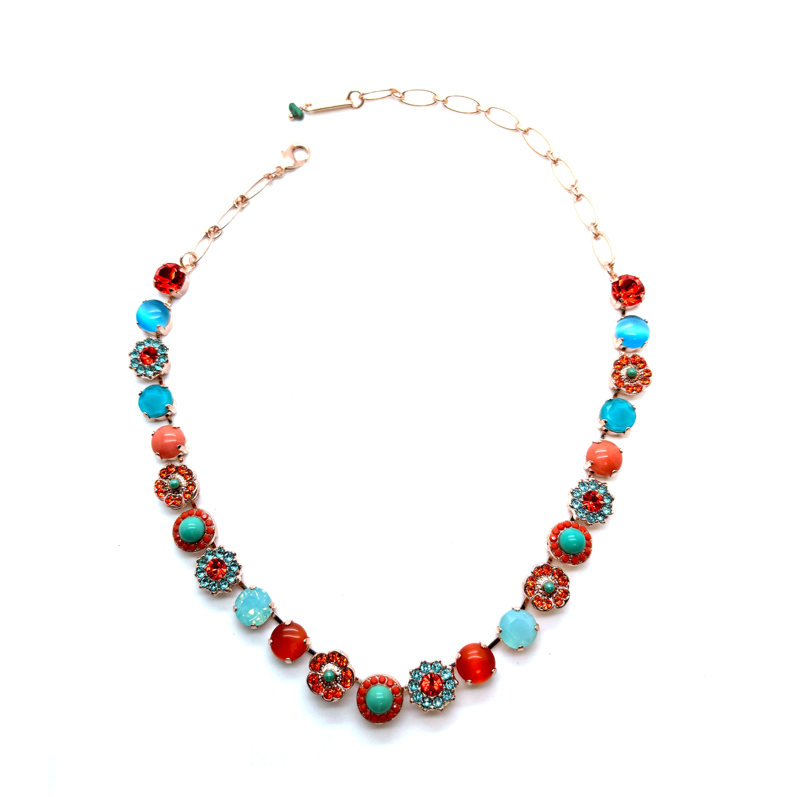 N-3045-2-M1079-RG (3) Necklace By Mariana Woman Turquoise Mineral and Opal Swarovski Crystals-RG - Image 1