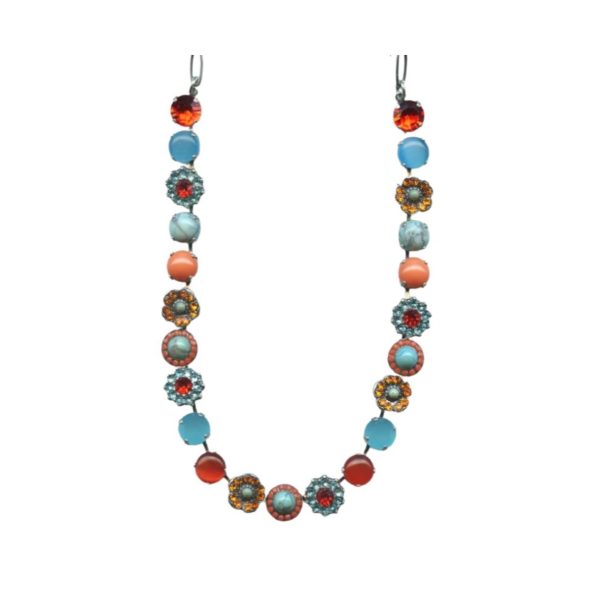Mariana Necklace Turquoise, Coral Minerals & Oranges Austrian Crystals Serengeti Africa Coll.