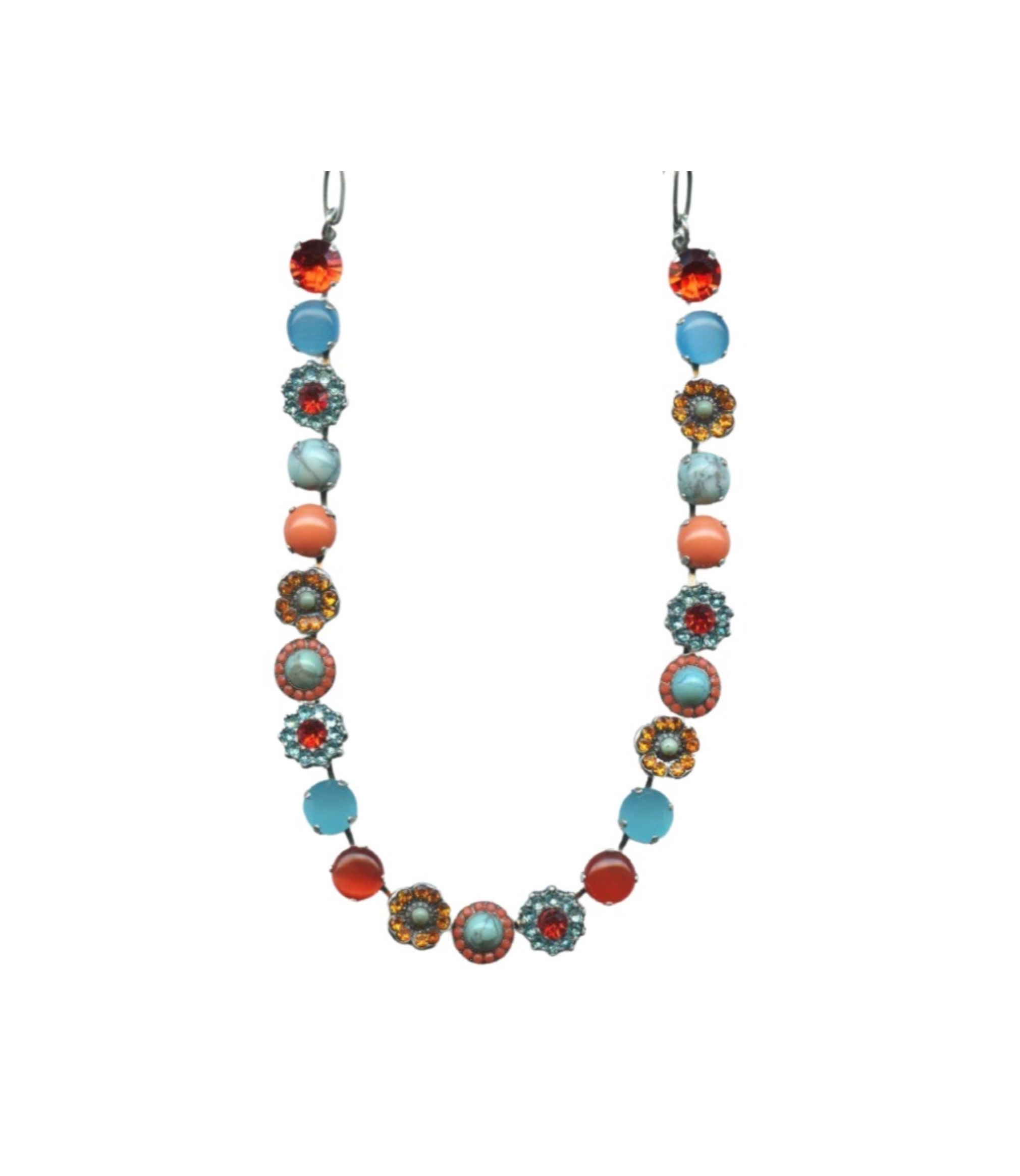N-3045-2-M1079-SP (2) Mariana Necklace Turquoise, Coral Minerals & Oranges Austrian Crystals Serengeti Africa Coll. - Image 1