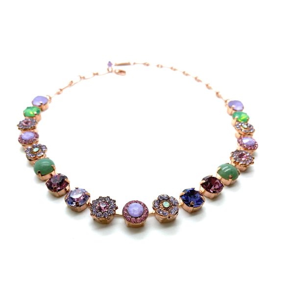 Mariana Necklace Exude Elegance Green Aventurine Mineral & Purples Austrian Crystals Levander Botanica Coll.