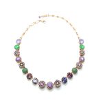 Mariana Necklace Exude Elegance Green Aventurine Mineral & Purples Austrian Crystals Levander Botanica Coll. - Image 2