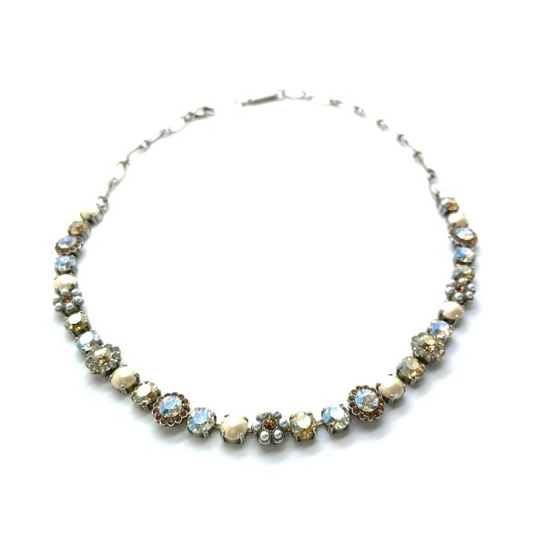 Mariana Necklace Sophisticated Floral in Pearls, Clear & Topaz Austrian Crystals My Treasures Coll.