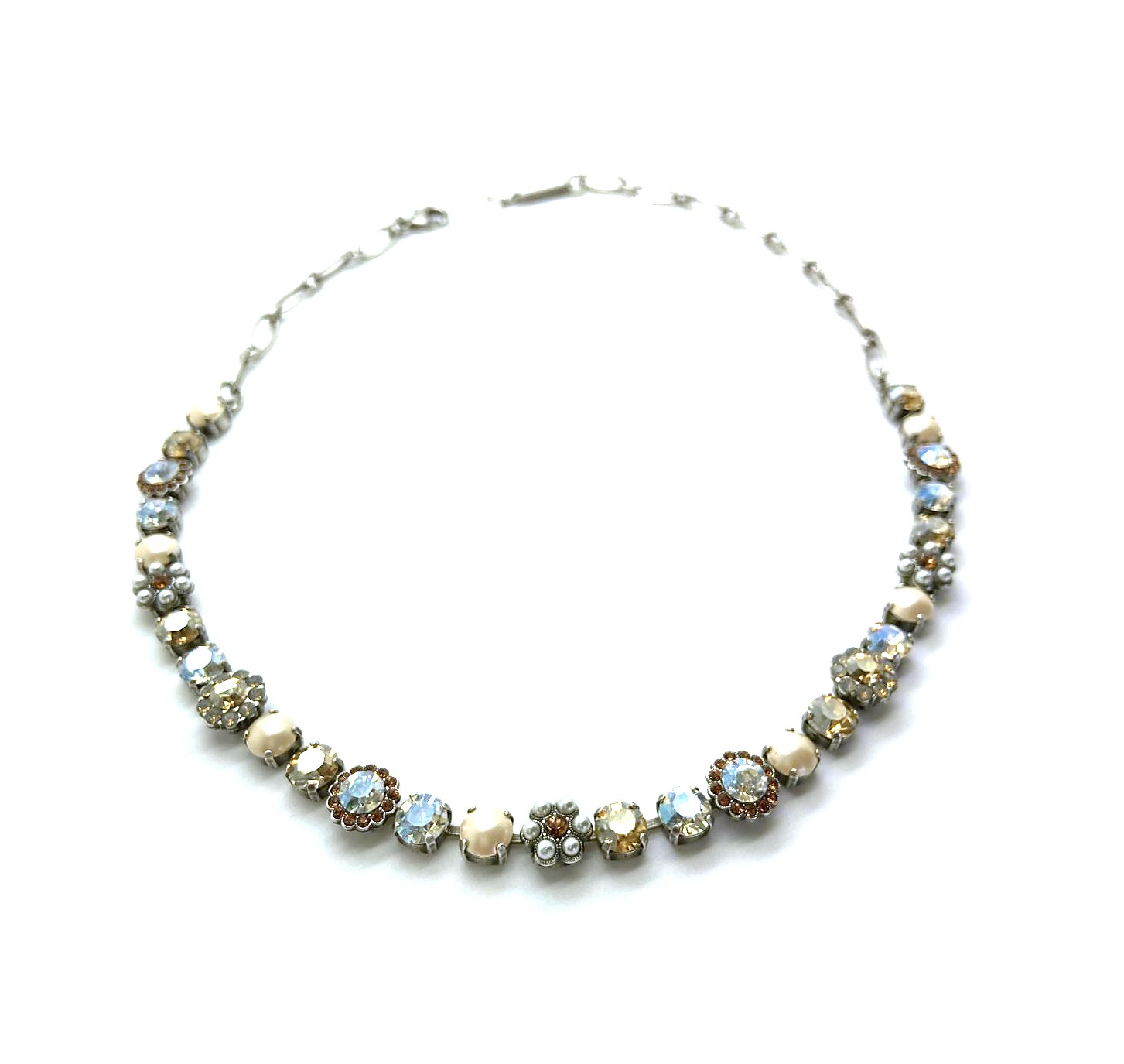N-3173-4-3911-SP (1) Mariana Necklace Sophisticated Floral in Pearls, Clear & Topaz Austrian Crystals My Treasures Coll. - Image 1