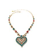 Necklace By Mariana Woman Heart Shaped Aqua and Red Swarovski Crystals
