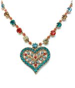 Necklace By Mariana Woman Heart Shaped Aqua and Red Swarovski Crystals - Image 3