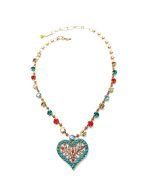 Necklace By Mariana Woman Heart Shaped Aqua and Red Swarovski Crystals - Image 2