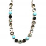 Mariana Necklace Simply Elegant Turq Mineral, Blacks & Clear Austrian Crystals Zanzibar Africa Coll.