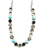Mariana Necklace Simply Elegant Turq Mineral, Blacks & Clear Austrian Crystals Zanzibar Africa Coll.