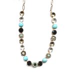 Mariana Necklace Simply Elegant Turq Mineral, Blacks & Clear Austrian Crystals Zanzibar Africa Coll. - Image 3