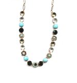Mariana Necklace Simply Elegant Turq Mineral, Blacks & Clear Austrian Crystals Zanzibar Africa Coll. - Image 2