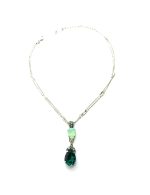 Mariana Necklace Pendant Beautiful Pear Shaped Blue Zircon, Chrysolite Opal & Peridot Austrian Crystals Congo Africa Coll. - Image 2