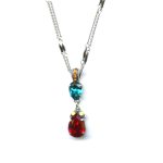 Mariana Necklace Pendant Stunning Pear Shaped Multicolor Austrian Crystals Masai Africa Coll. - Image 3