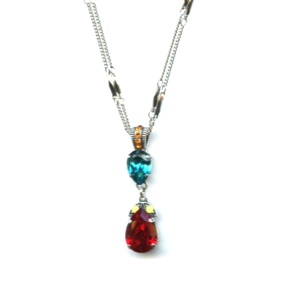 Mariana Necklace Pendant Stunning Pear Shaped Multicolor Austrian Crystals Masai Africa Coll.