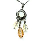 Necklace Pendant By Mariana Woman Fashionable White Opal and Golden Shadow Swarovski Crystals