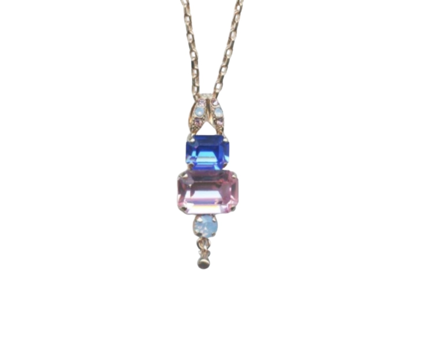 N-5040-8-1068-RG (1) Mariana Necklace Pendant Sassy Blues & Lt Rose Austrian Crystals Kiss From A Rose Songbook Coll. - Image 1