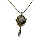 Mariana Necklace Pendant Sophisticated Chalcedony Mineral, AB & Tanzanite Austrian Crystals My Treasures Coll.