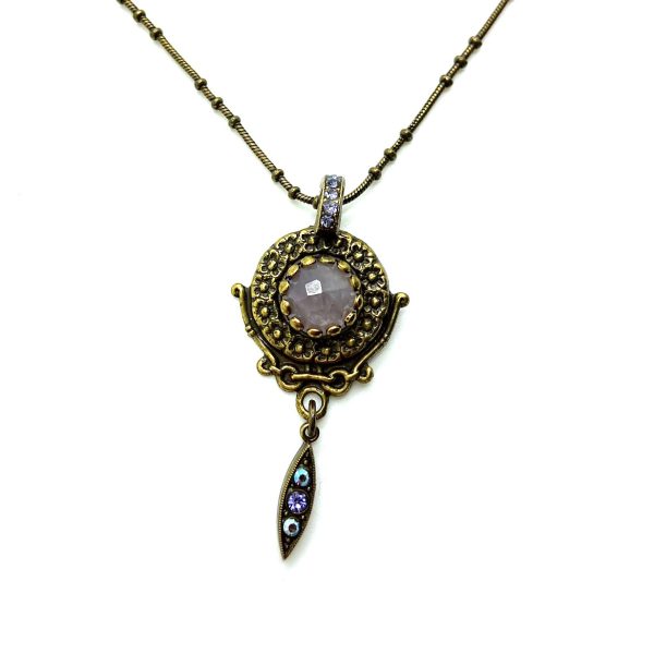 Mariana Necklace Pendant Sophisticated Chalcedony Mineral, AB & Tanzanite Austrian Crystals My Treasures Coll.
