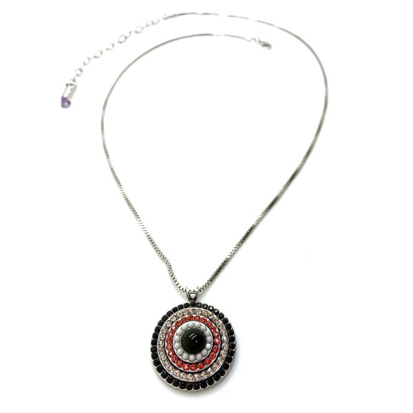 Mariana Necklace Pendant Fab Jet, White Opal, Clear & Lt Peach Austrian Crystals Pomegranate Silk Road Coll.