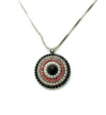 Mariana Necklace Pendant Fab Jet, White Opal, Clear & Lt Peach Austrian Crystals Pomegranate Silk Road Coll. - Image 3