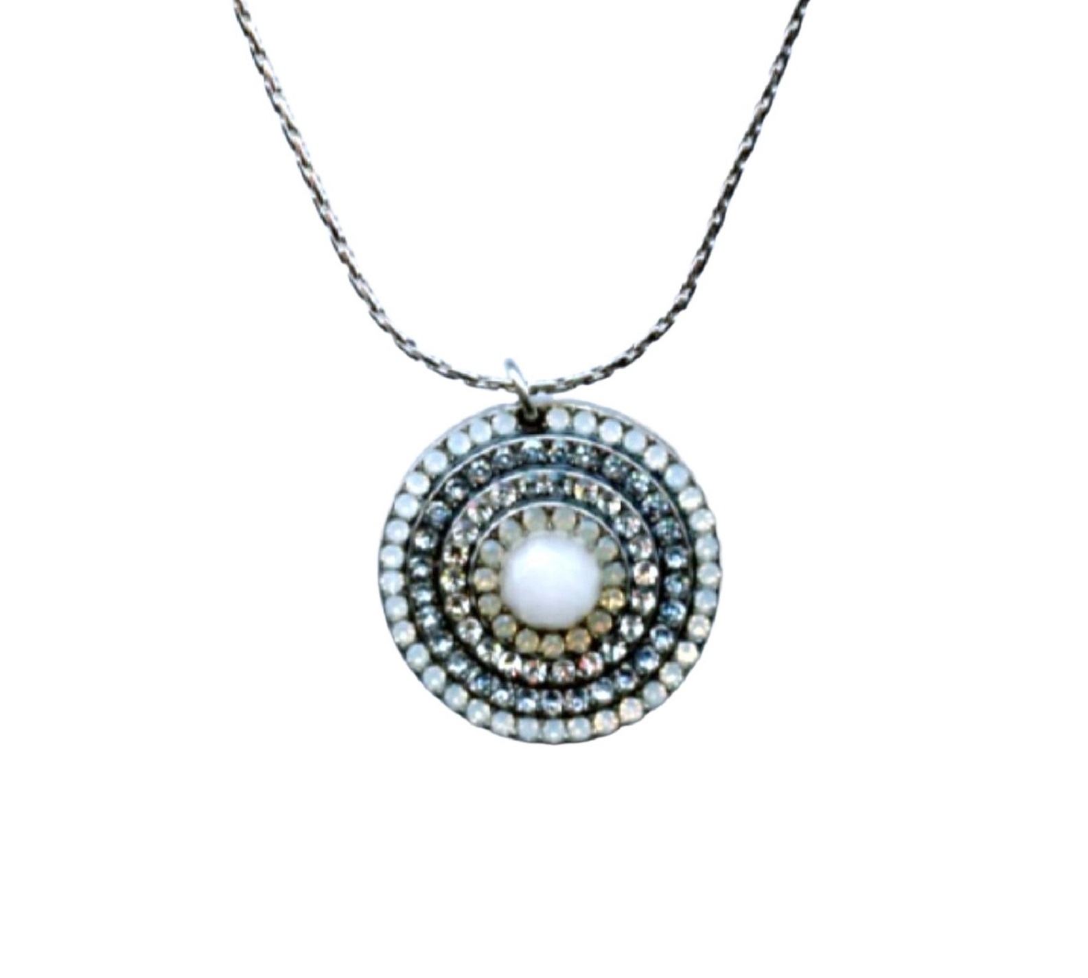 N-5078L-1049-SP (1) Mariana Necklace Pendant Shimmering Whites Austrian Crystals Silk Road Coll. - Image 1