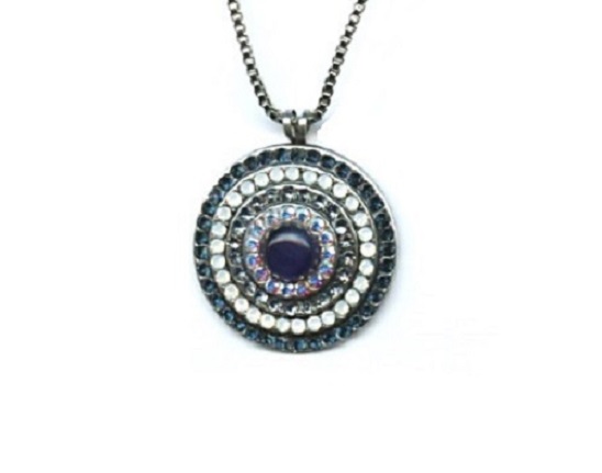 Mariana Necklace Pendant Fab Montana Blue, White Opal, Clear & AB Austrian Crystals Mood Indigo Songbook Coll.