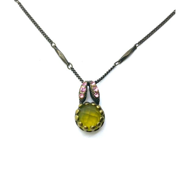 Mariana Necklace Pendant Apatite Mineral & Lt Rose Austrian Crystals My Treasures Coll.