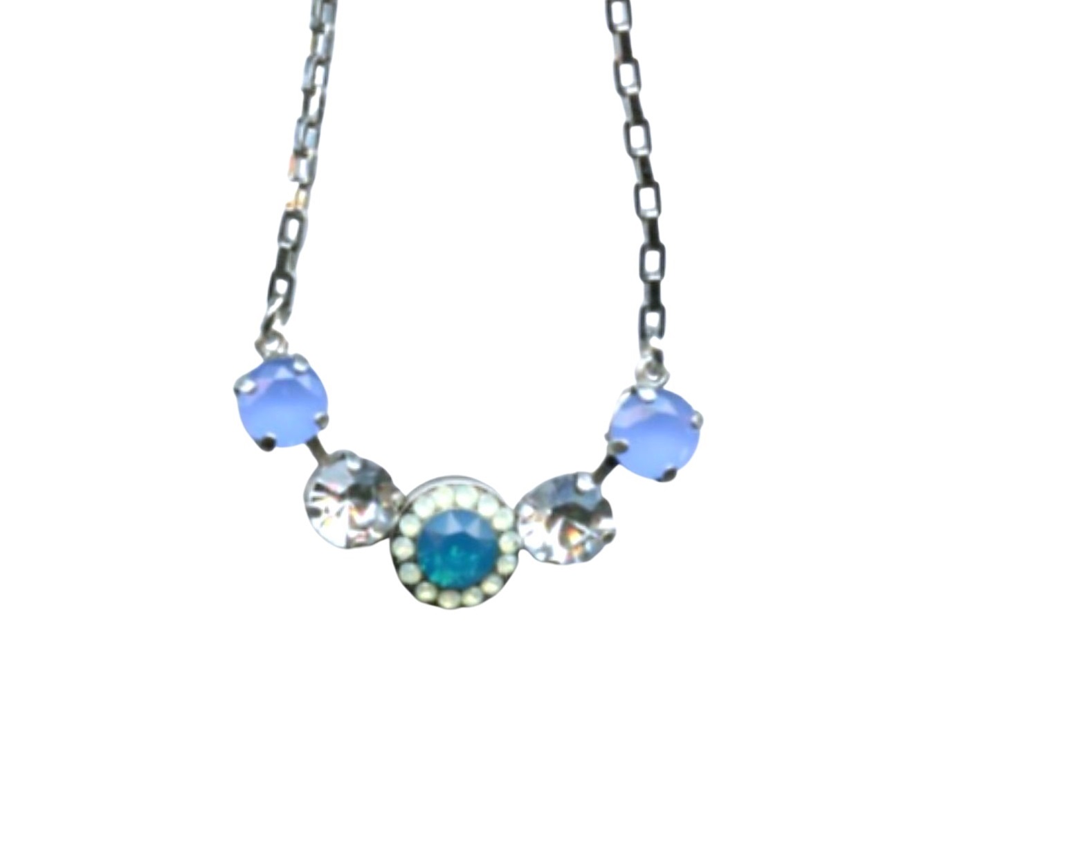 N-5084-1041-SP (2) Mariana Necklace Pendant Sophisticated Blues, Chrysolite Opal & Clear Austrian Crystals Zhang Silk Road Coll. - Image 1