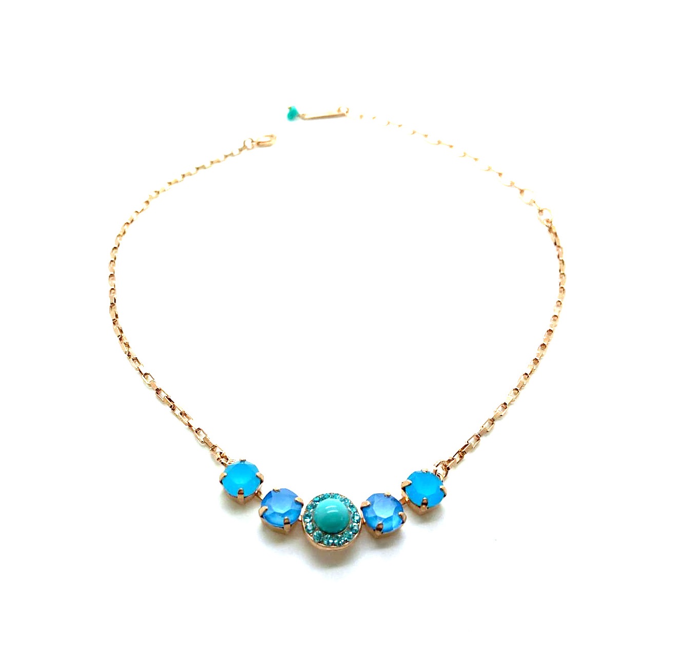 N-5084-M1082-RG (1) Necklace Pendant By Mariana Woman Elegant Turquoise Mineral and Opal Swarovski Crystals - Image 1