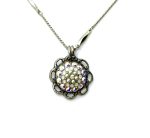 Mariana Necklace Pendant Glitzy Floral Pearl, White Opal & AB Austrian Crystals On A Clear Day Icons Coll.