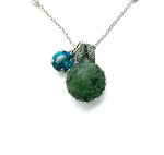 Mariana Necklace Pendant Aventurine Mineral, Blue Zircon & Peridot Austrian Crystals Congo Africa Coll.