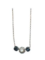 Mariana Necklace Pendant Floral Montana Blue & White Opal Austrian Crystals Mood Indigo Songbook Coll. - Image 3