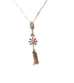 Mariana Necklace Pendant Floral Tassel Greys & Pinks Austrian Crystals Madagascar Africa Coll.