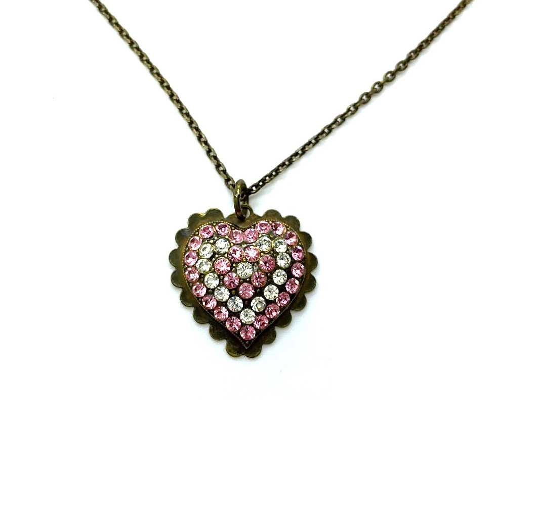 N-5702-209238-AG (2) Mariana Necklace Pendant Lovely Heart Shaped Rose & Clear Austrian Crystals My Treasures Coll. - Image 1