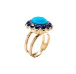 Mariana Ring Exquisitely Elegant Tanzanite & Caribbean Blue Opal Austrian Crystals My Treasures Coll.