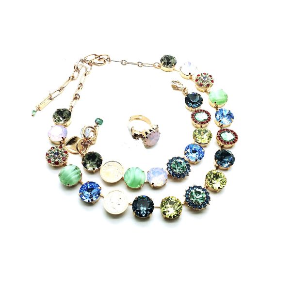 Mariana Jewelry Set Necklace, Bracelet & Ring Floral Multi Color Austrian Crystals Gaea Odyssey Coll.